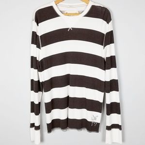 Mens American Eagle Outfitters Striped Long Sleeve Shirt Y2K Grunge